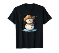 Pretty Cowboy in Winter Costume for Snowman and Rodeo Lovers T-Shirt