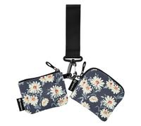 Pretty Daisy Flower Dual Wristlet Wallets for Women Large Capacity Card Money Holder with Zipper Coin Pocket for Women Men 2 Pcs, pretty daisy flower bue, One Size, Modern