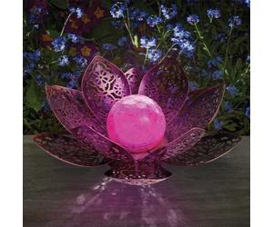 Pretty Damasque Lotus Light Up Garden Stunning Silhouette Light Solar Powered