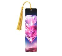 Pretty Diamond Wood Bookmark for Men Women Reading Wooden Bookmarks Unique Handmade Book Marks with Tassel Pendant Craft Bookmark for Book Lovers Birthday Teachers Gift
