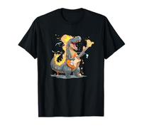 Pretty Dinosaur Rockstar Costume for Flames and E-Guitar T-Shirt