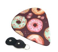 Pretty Donuts 6 Pack Guitar Picks With Holder, Personalized Guitar Plectrums Non-Slip Portable Ukulele Bass Picks 0.46mm For Acoustic Guitar Lovers Gifts