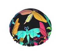Pretty dragonfly shower caps with double layer, hold your hair well whether it is showering or bathing.