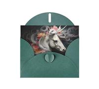 Pretty dress up unicorns Dark Green Patterns greeting card 6x4 inches with envelope, covering birthdays, weddings and other occasions