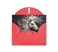Pretty dress up unicorns Red Patterns greeting card 6x4 inches with envelope, covering birthdays, weddings and other occasions
