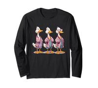Pretty Ducks in Pajamas with Glasses Long Sleeve T-Shirt