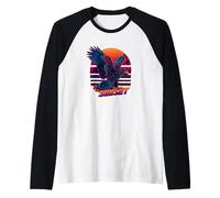 Pretty Eagle with Sunset Motto Raglan Baseball Tee