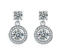 Pretty Earrings, Wedding Earrings Dangle White Circle with Round Cubic Zirconia for Holiday Gifts Family Parties Wedding