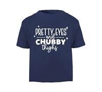 Pretty Eyes and Chubby Thighs (Style one) [BBY4] Short Sleeve Cotton Toddler t Shirt, 1-2 Years, Navy