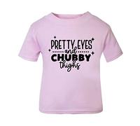 Pretty Eyes and Chubby Thighs (Style one) [BBY4] Short Sleeve Cotton Toddler t Shirt, 2-3 Years, Pastel Pink