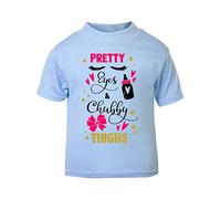 Pretty Eyes and Chubby Thighs (Style Two) [BBY4] Short Sleeve Cotton Toddler t Shirt, 2-3 Years, Pastel Blue