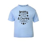 Pretty Eyes Chunky Thighs Statement [BBY5] Short Sleeve Cotton Toddler t Shirt, 2-3 Years, Pastel Blue