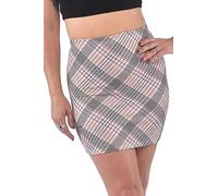Pretty Fashion Mini Skirt, Stretchy, Slimming Skirts for Women UK, Short Skirt Elasticated Women's Skirts, Black Mini Skirts for Women UK Multiple Colours Plus Sizes 8-22 (Nude Check, 12-14)