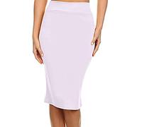 Pretty Fashion Plain Pencil Skirts for Women UK with Separate Elasticated Waist Women's Skirts Midi Length Approx 25 Inches Knee Length Black Skirt Ladies Pencil Skirt Multiple Colours UK 8-22