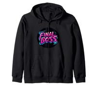 Pretty Final Boss Statement Stamp Zip Hoodie
