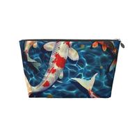 Pretty Fish Printed Travel Cosmetic Bags with Silver Zipper Makeup Organizer Cosmetic Case Toiletry Bag for Women Mom Girls