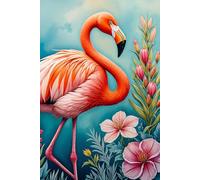 Pretty Flamingo Bird & Flower large hardcover notebook for women, teens and girls: A beautiful and stylish hardcover notebook with 118 crisp, ruled ... keeping and more, 6x9 inch, blue watercolor