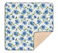 Pretty Flower Blue Green Pattern Baby Play Mat for Floor, 50x50 inch Playpen Mat,Thicken Soft Non-Slip Tummy Time Mat for Toddlers and Infants