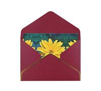 Pretty Flower Print Horizontal Gold-Edged Pearl Greeting Card W/Envelope-Holiday,Birthday,Anniversary,Party(2pcs)