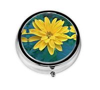 Pretty Flower Print Pill Box for Pocket Round Pill Box 3 Compartment Decorative Portable Travel Pill Holder Tablet Vitamin Organizer Mini Pill Case(2pcs)