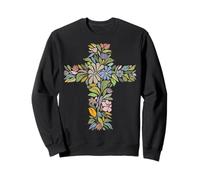 Pretty flowers cross spiritual gardener vintage wildflowers Sweatshirt