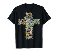 Pretty Flowers Cross Spiritual Gardener Vintage Wildflowers T-Shirt