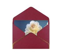 Pretty Flowers Print Horizontal Gold-Edged Pearl Greeting Card W/Envelope-Holiday,Birthday,Anniversary,Party(2pcs)