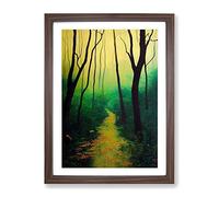 Pretty Forest Path No.1 Framed Print for Living Room Bedroom Home Office Décor, Wall Art Picture Ready to Hang, Walnut A3 Frame (34 x 46 cm)