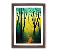 Pretty Forest Path No.2 Framed Print | A2 Walnut Framed Wall Art | Ready to Hang | Modern Landscape Picture | Living Room Bedroom Lounge Office