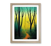 Pretty Forest Path No.2 Framed Print | A3 Oak Framed Wall Art | Ready to Hang | Modern Landscape Picture | Living Room Bedroom Lounge Office