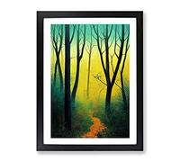 Pretty Forest Path No.2 Framed Print for Living Room Bedroom Home Office Décor, Wall Art Picture Ready to Hang, Black A3 Frame (34 x 46 cm)