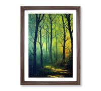 Pretty Forest Path No.3 Framed Print for Living Room Bedroom Home Office Décor, Wall Art Picture Ready to Hang, Walnut A4 Frame (34 x 25 cm)