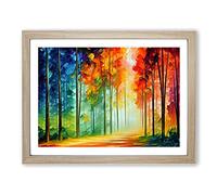 Pretty Forest Vol.1 Abstract Framed Print | A2 Oak Framed Wall Art | Ready to Hang | Abstract Landscape Picture | Living Room Bedroom Lounge Office