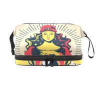 Pretty Fortune Teller Holds Crystal Ball Double Layer Cosmetic Bag for Women and Girls, Travel Toiletry Bag Makeup Handy Pouch Organiser Bag with Brush Compartment