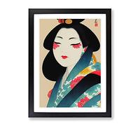 Pretty Geisha Framed Print | A3 Black Framed Wall Art | Ready to Hang | Modern Nature Picture | Living Room Bedroom Lounge Office