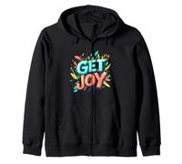 Pretty Get Joy Statement Emblem for Boys and Girls Zip Hoodie