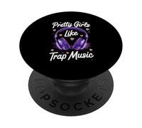 Pretty Girls Like Trap Music Purple Headphones Vibes PopSockets Adhesive PopGrip