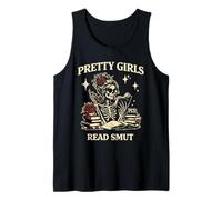 Pretty Girls Read Smut Dark Romance Skeleton Reading Goth Tank Top