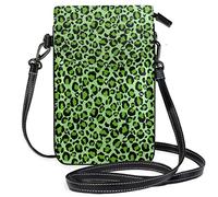 Pretty Green Leopard Print Crossbody Phone Purse Small Shoulder Bag Cell Phone Pouch Leather Wallet Best Gift for Anniversary,Birthdays