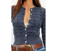 Pretty In Pointelle Cardi at Free People in Navy Academy, Size: Small - female