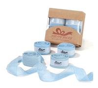 Pretty Jolly 1 Inch Blue Silk Chiffon Ribbon, 12 Yards, Wedding, Special Occasions, Textured, Solid, Polyester Chiffon, 4 Rolls