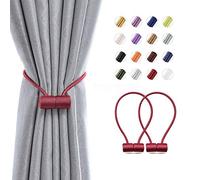 Pretty Jolly 2 Pack Magnetic Curtain Tiebacks 16 Inch Modern Handmade Weave Rope Curtain Holdbacks Convenient Decorative Curtain Drape Tie Backs for Home and Office Window Drapery (Wine Red)
