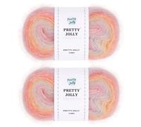 PRETTY JOLLY 2 Skeins Fancy Mohair Yarn 3.53oz/438yds - Vibrant Flowers