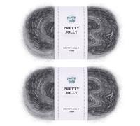 PRETTY JOLLY 2 Skeins Fancy Mohair Yarn, Fluffy & Fuzzy, Soft & Luxurious & Thin, Colorful & Gradient, Self-Striping Cake Yarn for Crochet & Knitting, Total 3.53oz/438yds - Twilight