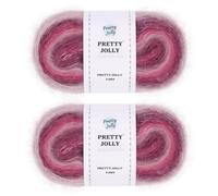 PRETTY JOLLY 2 Skeins Fancy Mohair Yarn, Fluffy & Fuzzy, Soft & Luxurious & Thin, Colorful & Gradient, Self-Striping Cake Yarn for Crochet & Knitting, Total 3.53oz/438yds - Blush