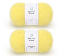 Pretty Jolly 2 Skeins Long Pile Mohair Yarn, Fluffy & Fuzzy, Luxurious & Thin, Slik Wool Blend Yarn for Crochet & Knitting, Total 80g/720m (Yellow)