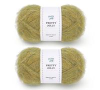 Pretty Jolly 2 Skeins Long Pile Mohair Yarn, Fluffy & Fuzzy, Luxurious & Thin, Slik Wool Blend Yarn for Crochet & Knitting, Total 80g/720m (Grass)