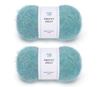 Pretty Jolly 2 Skeins Long Pile Mohair Yarn, Fluffy & Fuzzy, Luxurious & Thin, Slik Wool Blend Yarn for Crochet & Knitting, Total 80g/720m (Waterfall Blue)