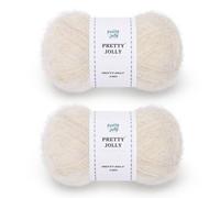 Pretty Jolly 2 Skeins Long Pile Mohair Yarn, Fluffy & Fuzzy, Luxurious & Thin, Slik Wool Blend Yarn for Crochet & Knitting, Total 80g/720m (Off-White)