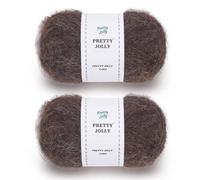 Pretty Jolly 2 Skeins Long Pile Mohair Yarn, Fluffy & Fuzzy, Luxurious & Thin, Slik Wool Blend Yarn for Crochet & Knitting, Total 80g/720m (Coffee)